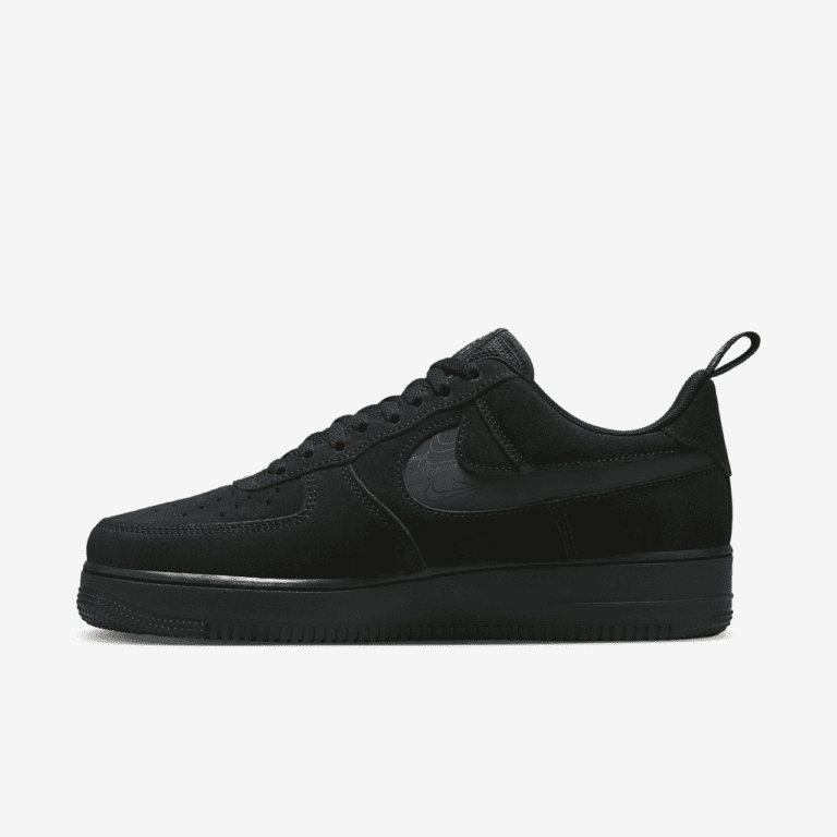کتونی اورجینال برند Nike مدل Air Force 1 LV8 رنگ مشکی نمای داخلی بغل