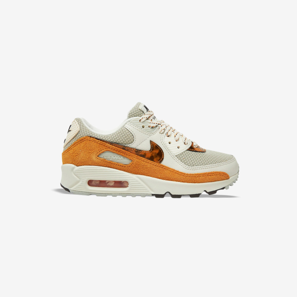 کتونی اورجینال برند Nike مدل Air Max 90 رنگ طوسی و زرد از نمای بغل