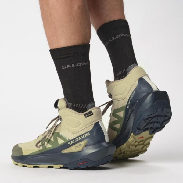 کفش دویدن طبیعت اورجینال برند Salomon مدل Elixir Activ Mid Gore-Tex رنگ زیتونی و سرمه ای داخل پا
