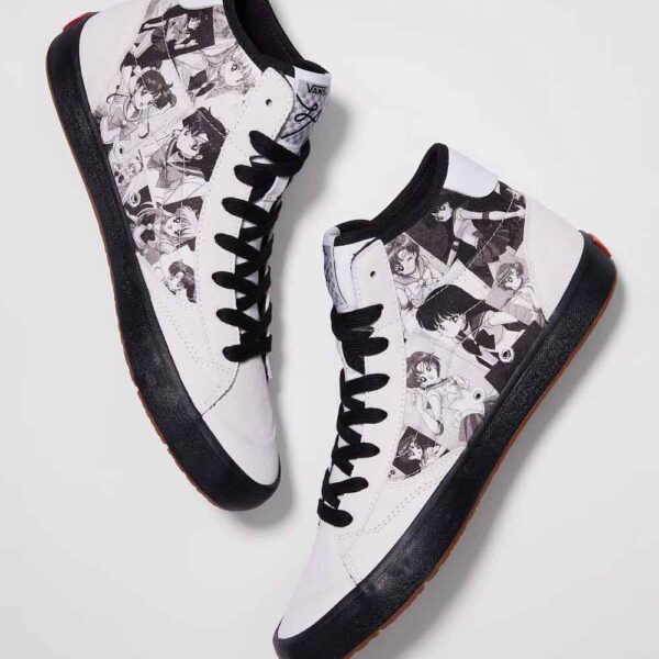 کتونی اورجینال برند ونس Vans مدل The Lizzie رنگ سفید با جزئیات مشکی از نمای بغل