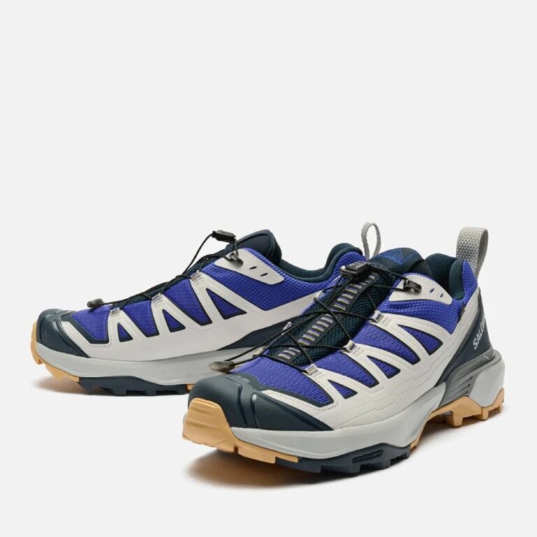 کفش دویدن طبیعت اورجینال برند Salomon مدل X Ultra 360 Edge Gore-Tex رنگ بنفش و طوسی نمای جهت دار از بغل