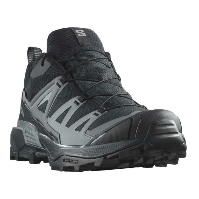 کفش دویدن طبیعت اورجینال برند Salomon مدل X Ultra 360 Gore-Tex رنگ مشکی و خاکستری از نمای جهت دار روبرو
