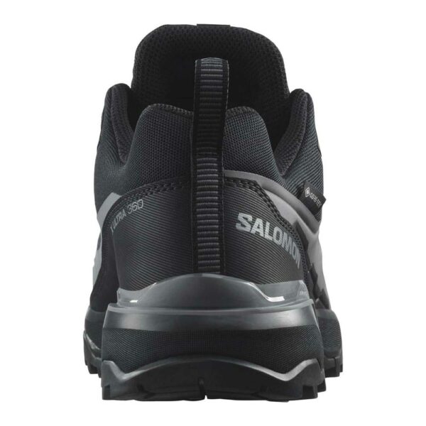 کفش دویدن طبیعت اورجینال برند Salomon مدل X Ultra 360 Gore-Tex رنگ مشکی و خاکستری از نمای پشت کفش