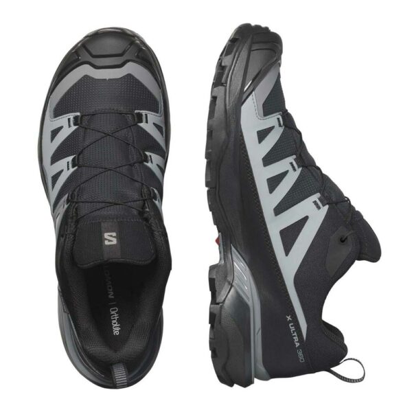 کفش دویدن طبیعت اورجینال برند Salomon مدل X Ultra 360 Gore-Tex رنگ مشکی و خاکستری از نمای روبرو
