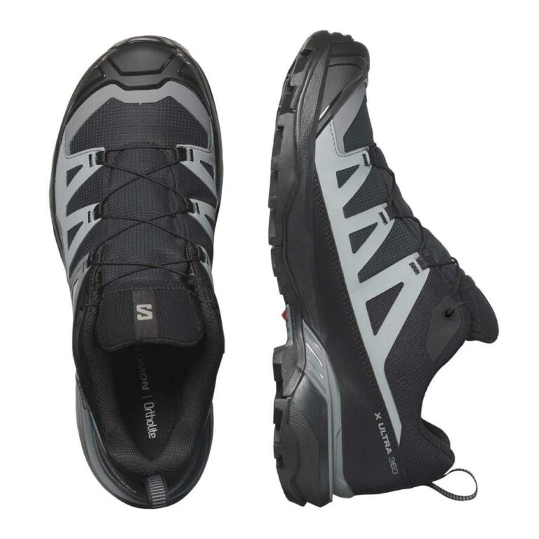 کفش دویدن طبیعت اورجینال برند Salomon مدل X Ultra 360 Gore-Tex رنگ مشکی و خاکستری از نمای روبرو