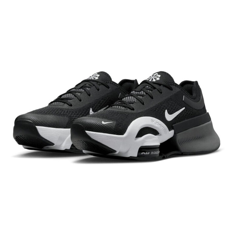 کفش تمرینات فیتنس اورجینال برند Nike مدل Air Zoom Superrep 4 رنگ مشکی و سفید از نمای جهت دار بغل