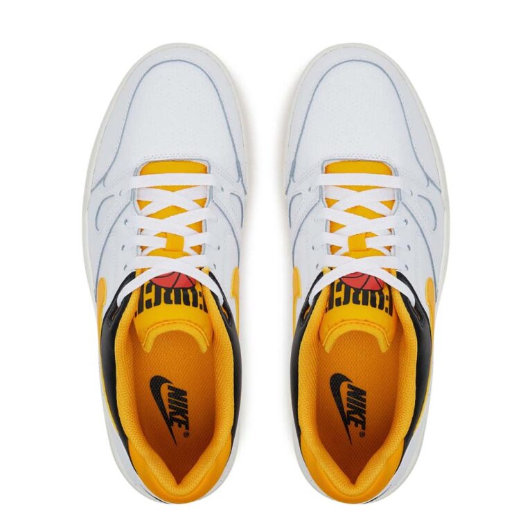 کتونی اورجینال برند Nike مدل Full Force Low رنگ زرد و سفید نمای تمام قد