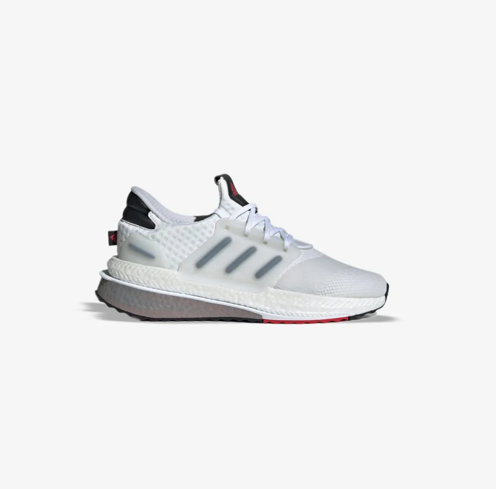 کفش دویدن اورجینال برند Adidas مدل X Plarboost رنگ سفید با جزئیات مشکی و قرمز نمای بفل