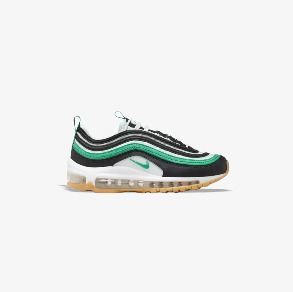 کتونی اورجینال برند Nike مدل Air Max 97 رنگ مشکی و سبز نمای بغل
