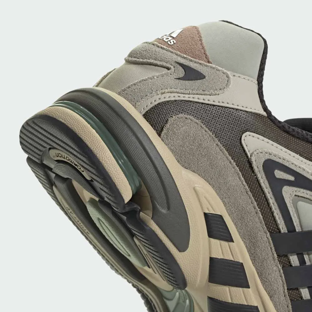 کتونی اورجینال برند Adidas مدل Response CL رنگ خاکی زیتونی و قهوه ای نمای دهانه و زیره