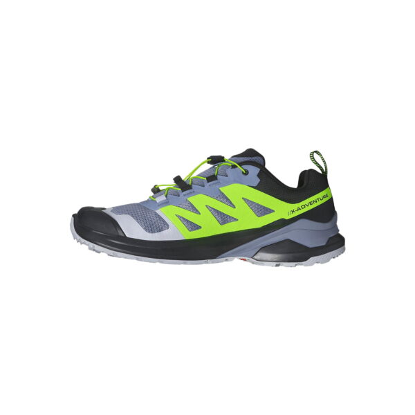 کفش دویدن طبیعت اورجینال برند Salomon مدل Zapatillas X-adventure M رنگ خاکستری و سبز نمای جهت دار از بغل