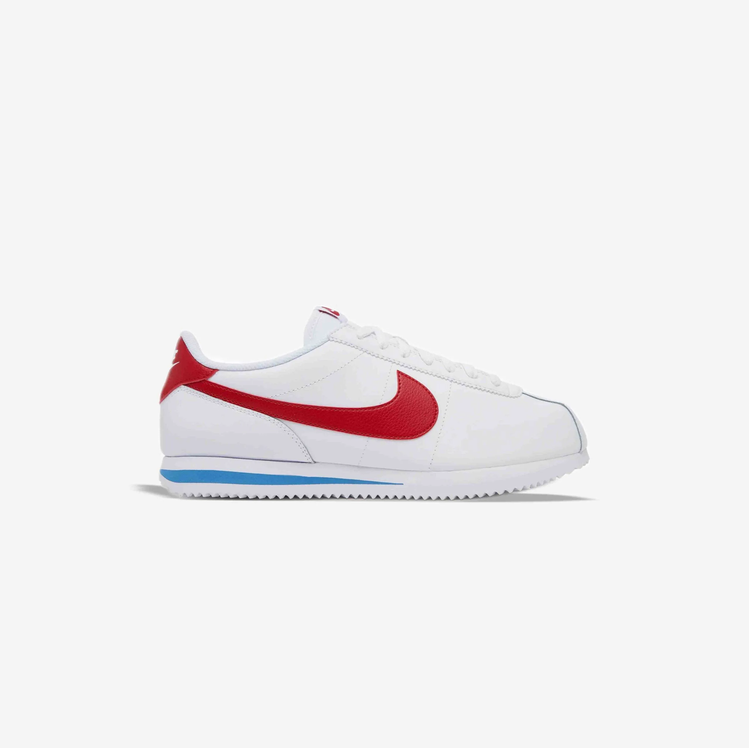 کتونی اورجینال برند Nike مدل Cortez Forrest Gump رنگ سفید و قرمز نمای بغل