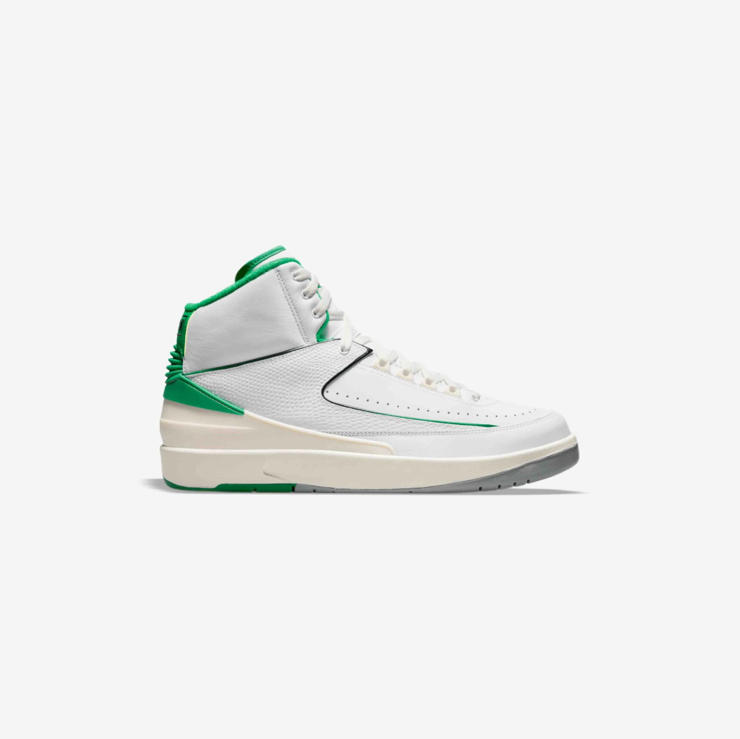 کفش بسکتبال اورجینال برند Nike مدل Air Jordan 2 Retro Mid رنگ سبز روشن و سفید از نمای بغل