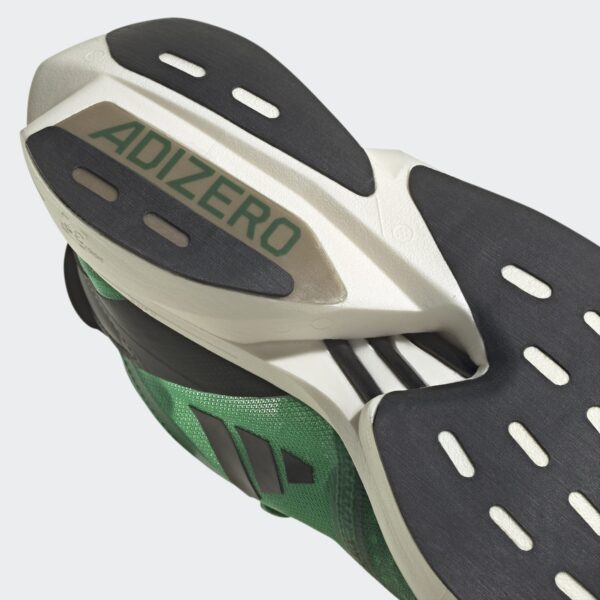 کفش دویدن مسابقه ای برند Adidas مدل Adizero Adios Pro 3 با رنگ سبز از نمای نزدیک قسمت زیره کفش